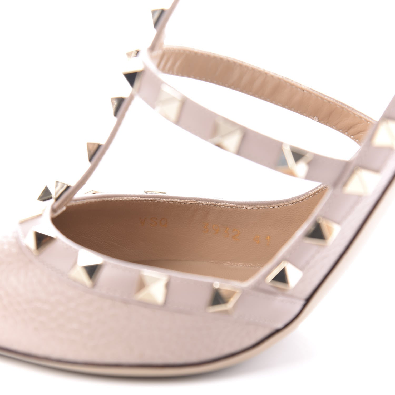 Valentino Garavani Pebbled Calfskin Rockstud Ankle Strap Pumps 41 Poudre 8 of 9