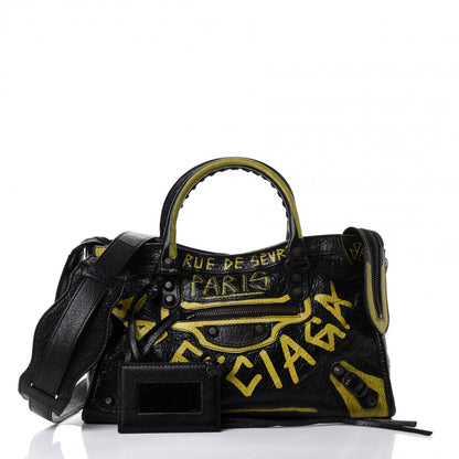 Balenciaga Agneau Graffiti Classic Hardware S City Black Yellow 1 of 4
