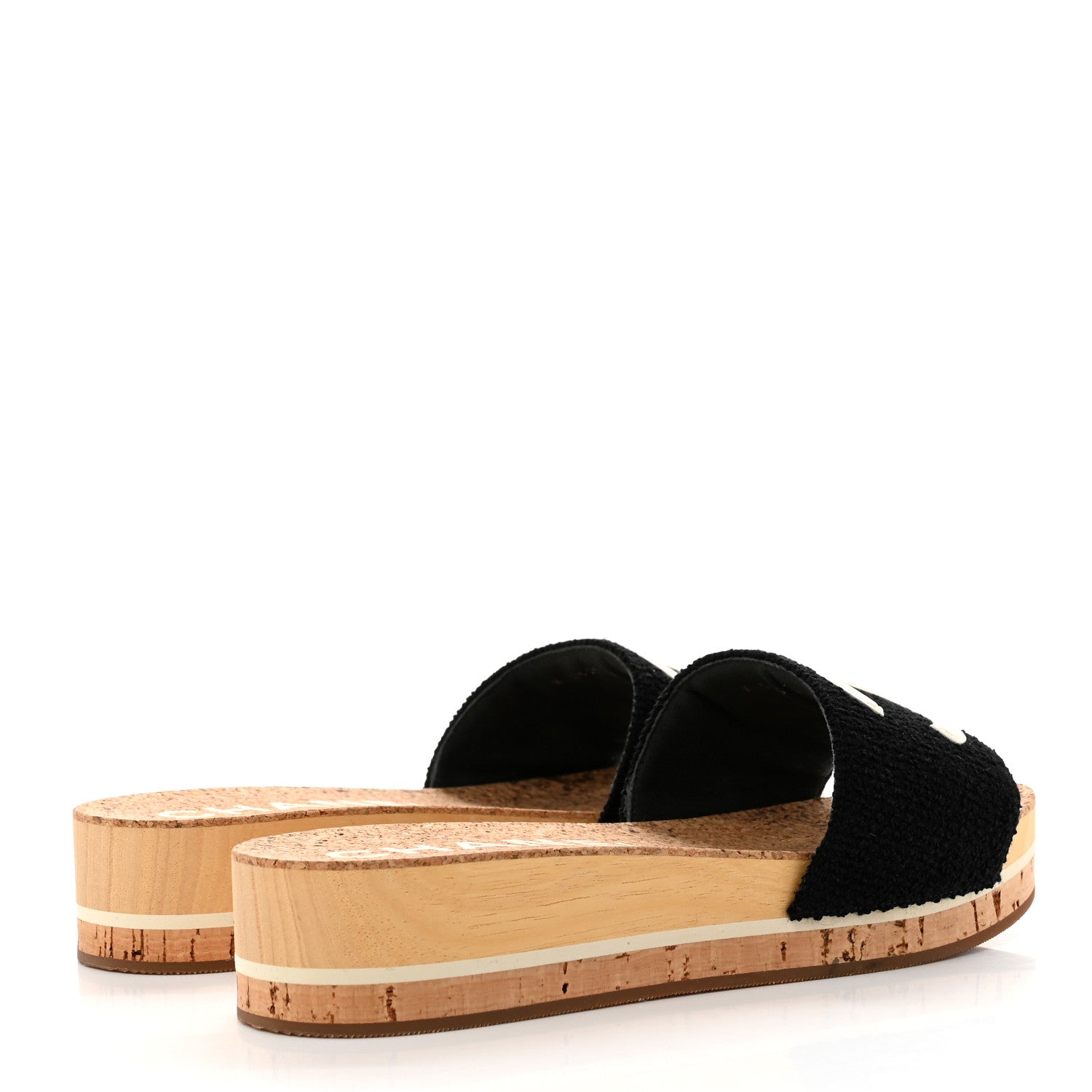 Chanel Tweed Cork CC Mule Sandal 39 Black 4 of 9