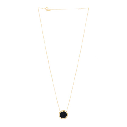 Tiffany 18K Yellow Gold Diamond Black Onyx 16mm T Circle Pendant Necklace 3 of 6