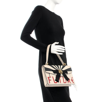 Gucci Calfskin Osiride Future Top Handle Bag Mystic White Hibiscus Red Black 3 of 16