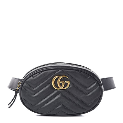 Gucci Calfskin Matelasse GG Marmont Belt Bag 75 30 Black 1 of 12