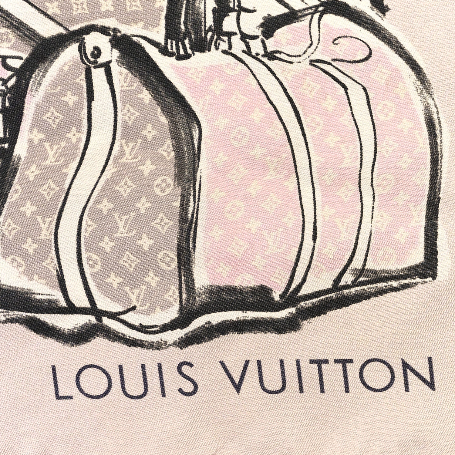 Louis Vuitton Silk Monogram Trunks Square Scarf Rose Poudre 2 of 4