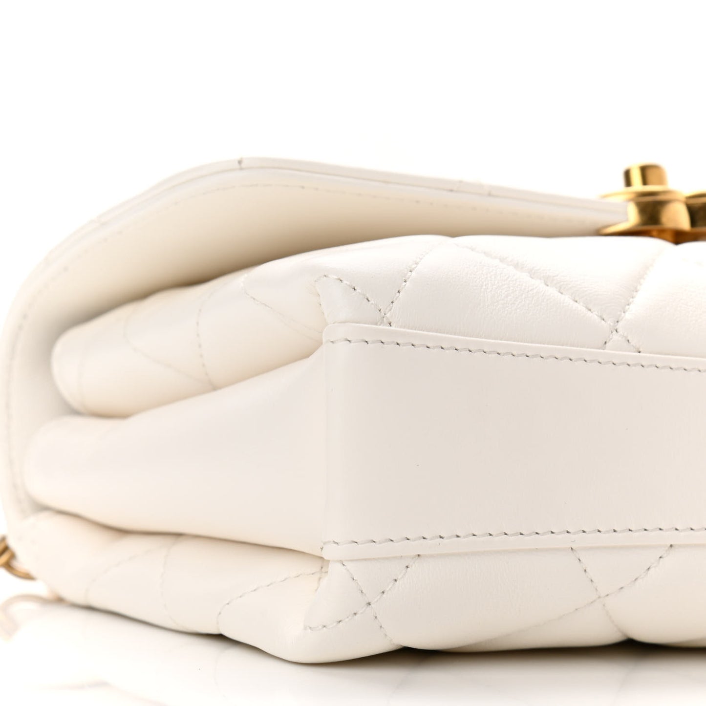 Lambskin Quilted Small CC Crystal Logo Chain Flap White