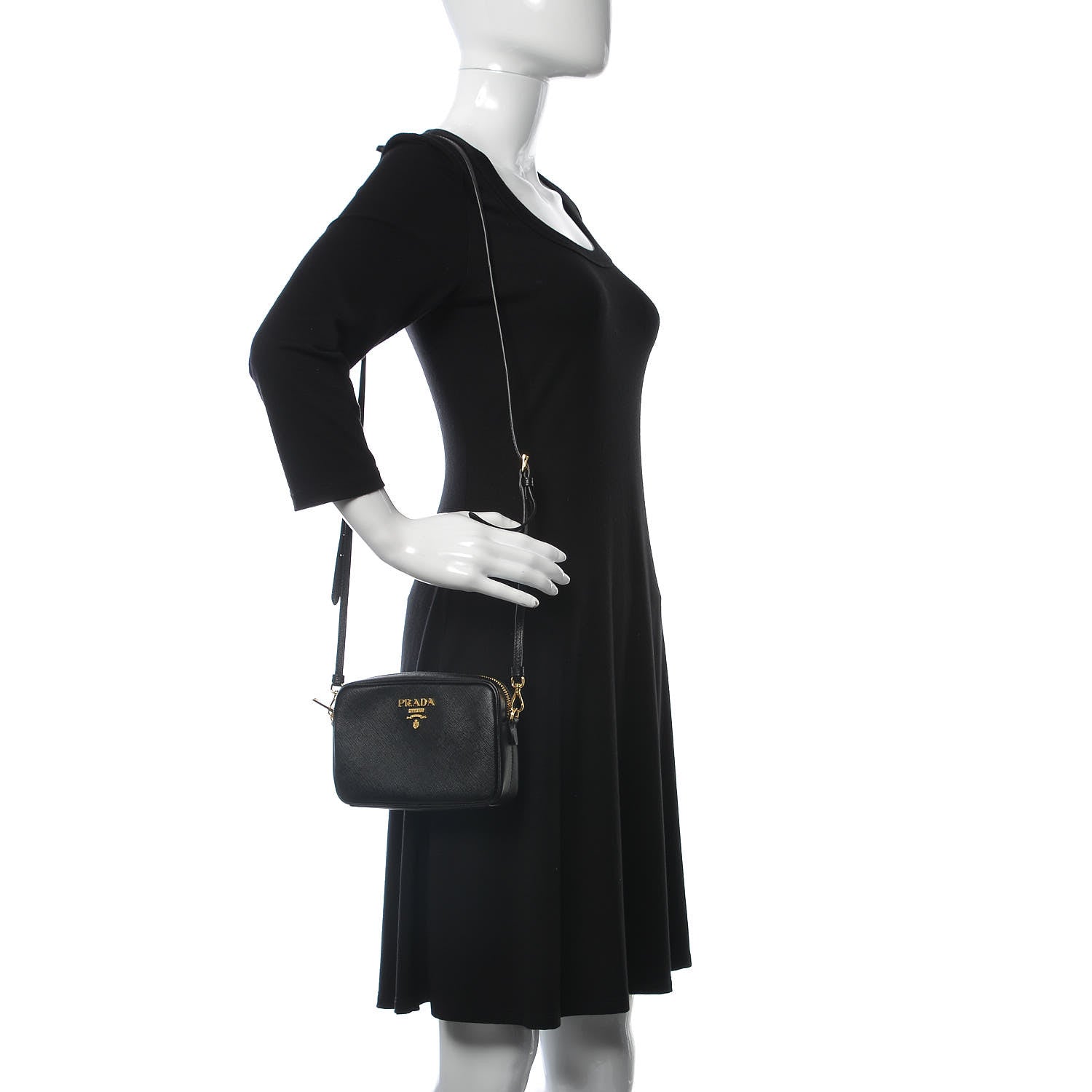 Prada Saffiano Small Camera Crossbody Bag Black 2 of 9