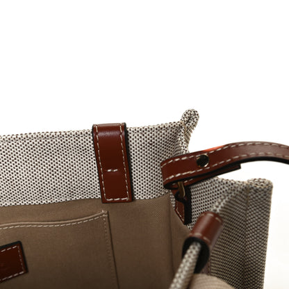 Chloe Cotton Calfskin Small Woody Ribbon Tote With Strap White Brown 12 of 12