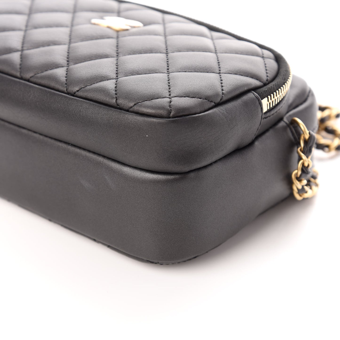 Calfskin Quilted Day Trips Camera Case Black