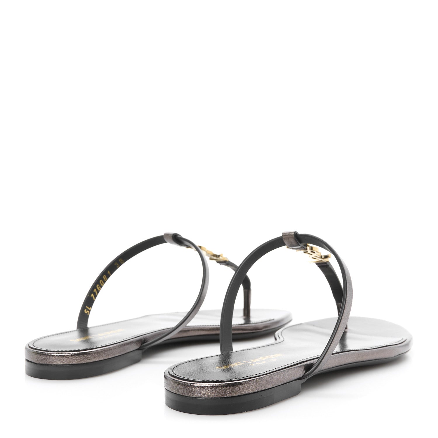 Saint Laurent Calfskin Cassandra Monogram Sandals 38 Metal Walnut 5 of 10