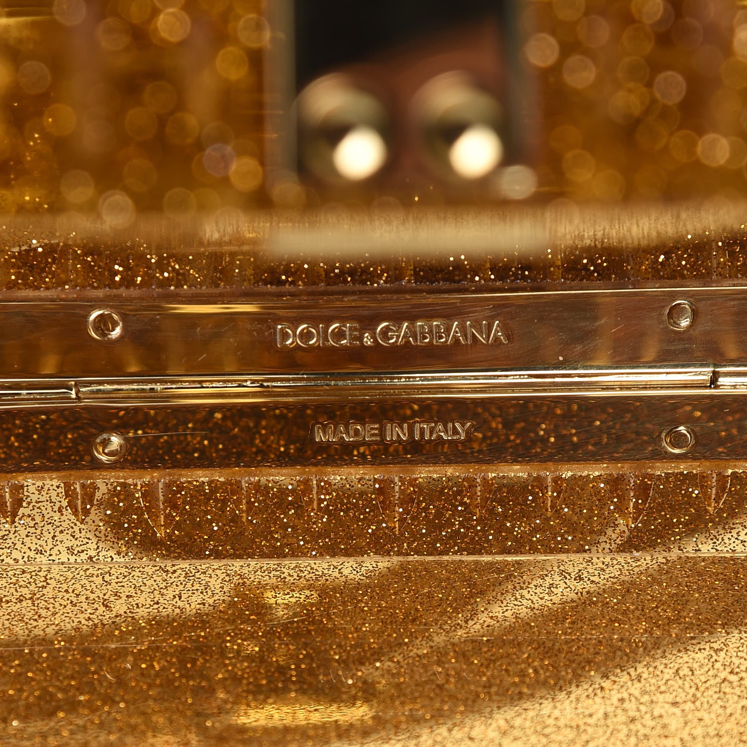 Dolce & Gabbana Crystal Embellished Plexiglass Dolce Box Clutch Gold 6 of 10