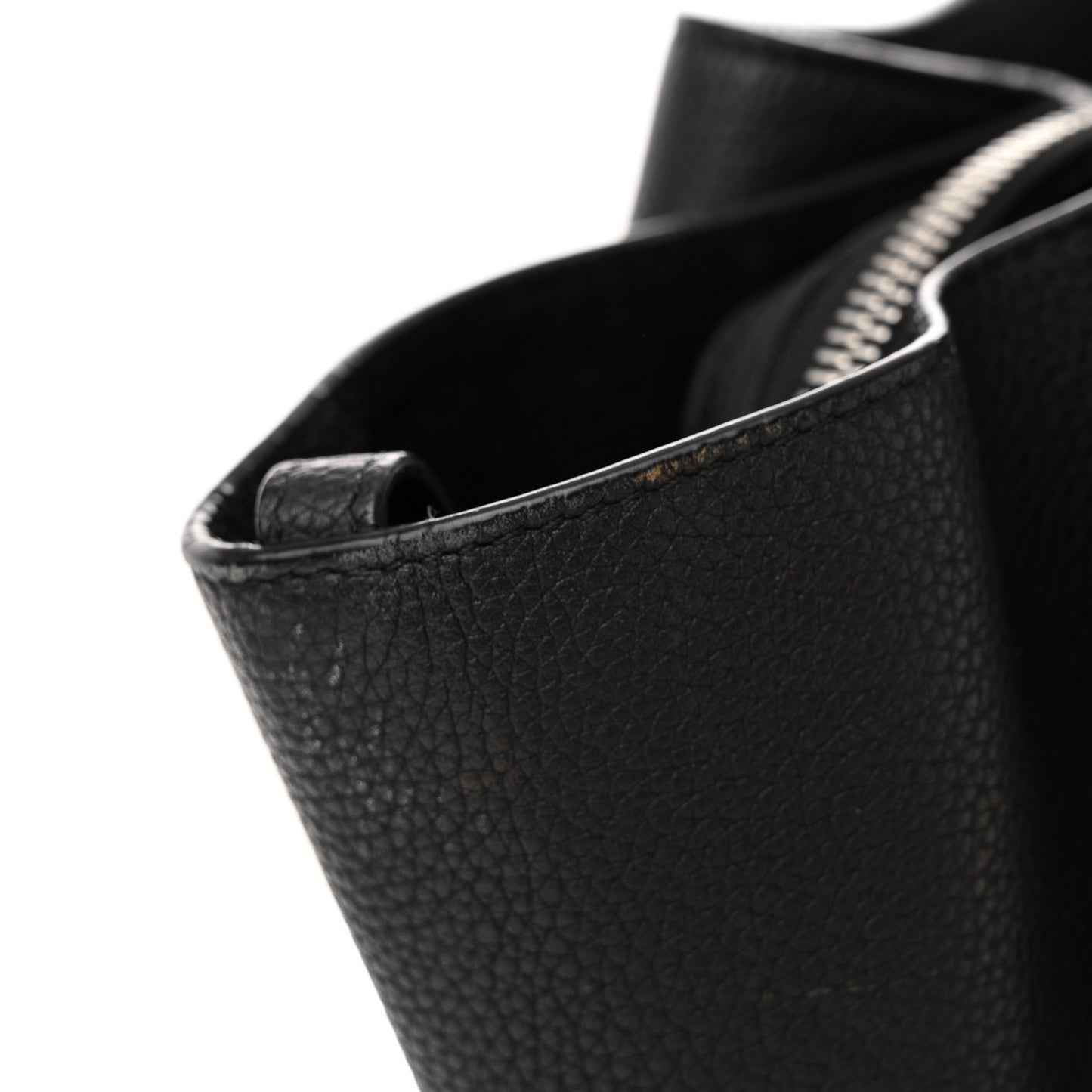 Baby Grained Calfskin Medium Tri-Fold Bag Black