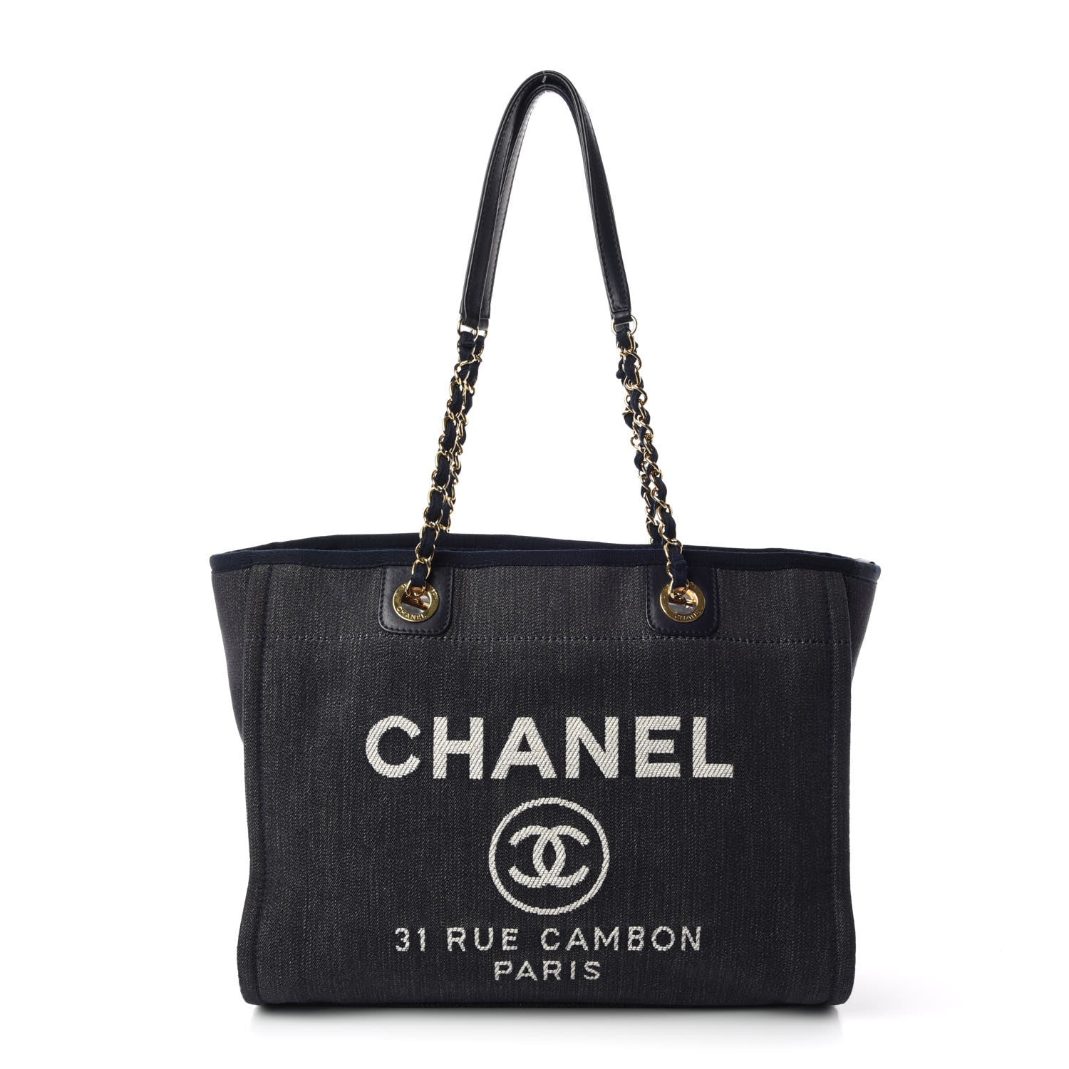 Chanel Denim Small Deauville Tote Dark Blue 1 of 13