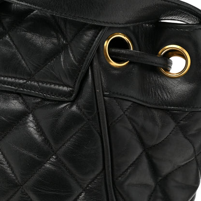 Chanel Lambskin Quilted Drawstring Backpack Black 16 of 16