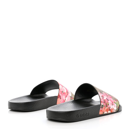 Gucci GG Supreme Monogram Blooms Slide Sandals 39 Beige Multicolor 4 of 8