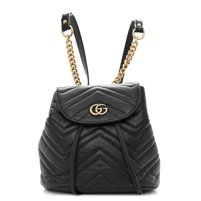 Gucci Calfskin Matelasse GG Marmont Flap Backpack Black 1 of 10