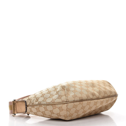Gucci Monogram Web Medium Half Moon Hobo Gold Pink 4 of 7