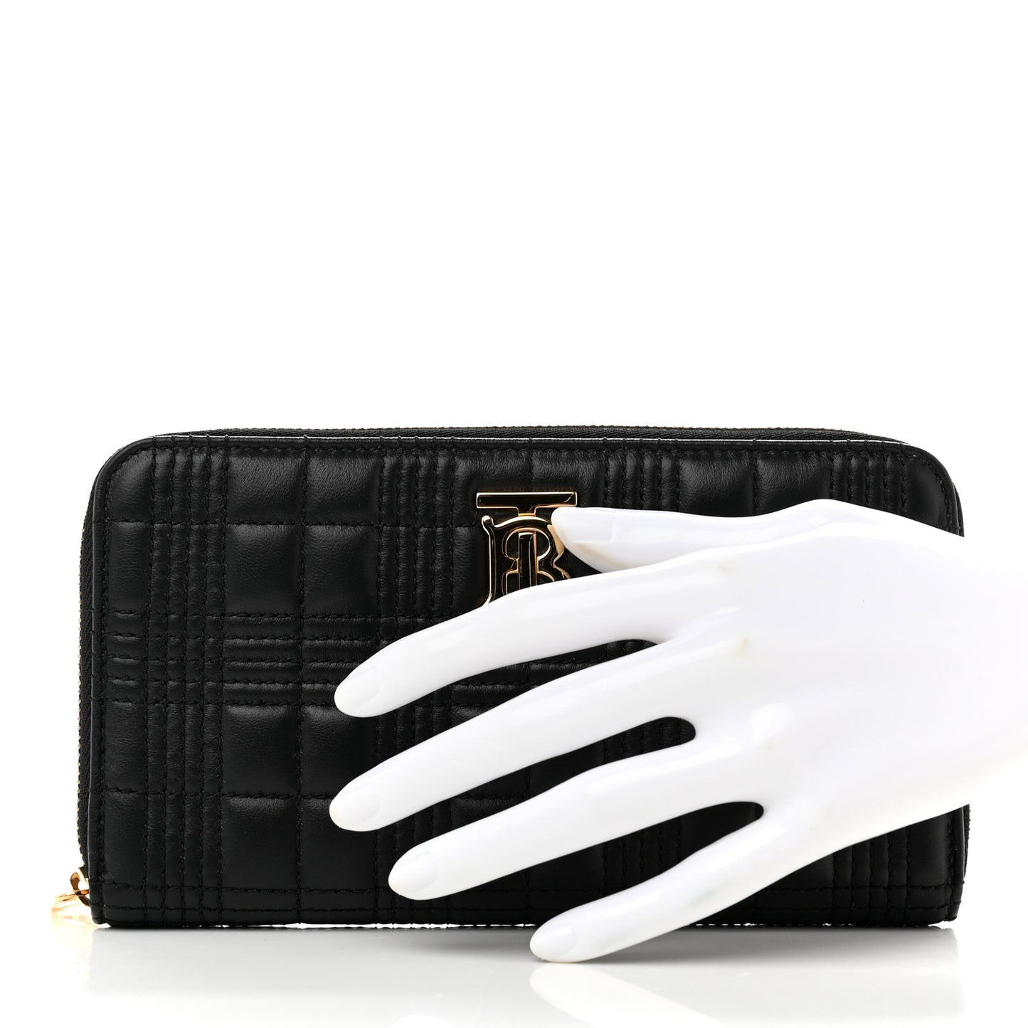 Lambskin Quilted Lola Zip Around Wallet Black