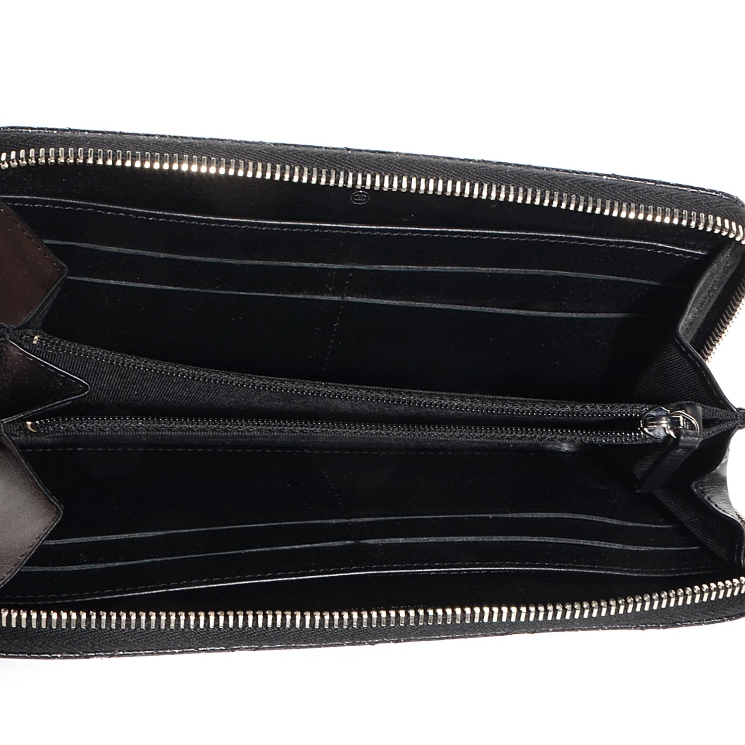 Chanel Glittered Calfskin Quilted Large Gusset Zip Wallet Black 5 of 8