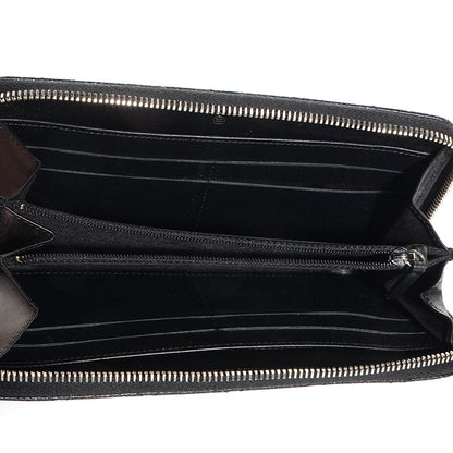 Chanel Glittered Calfskin Quilted Large Gusset Zip Wallet Black 5 of 8