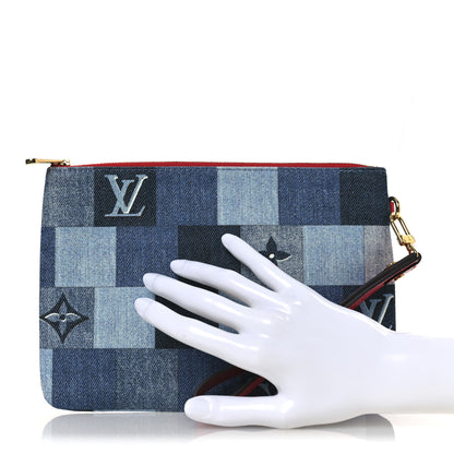 Louis Vuitton Denim Monogram Patchwork City Pouch Blue Rouge 2 of 7