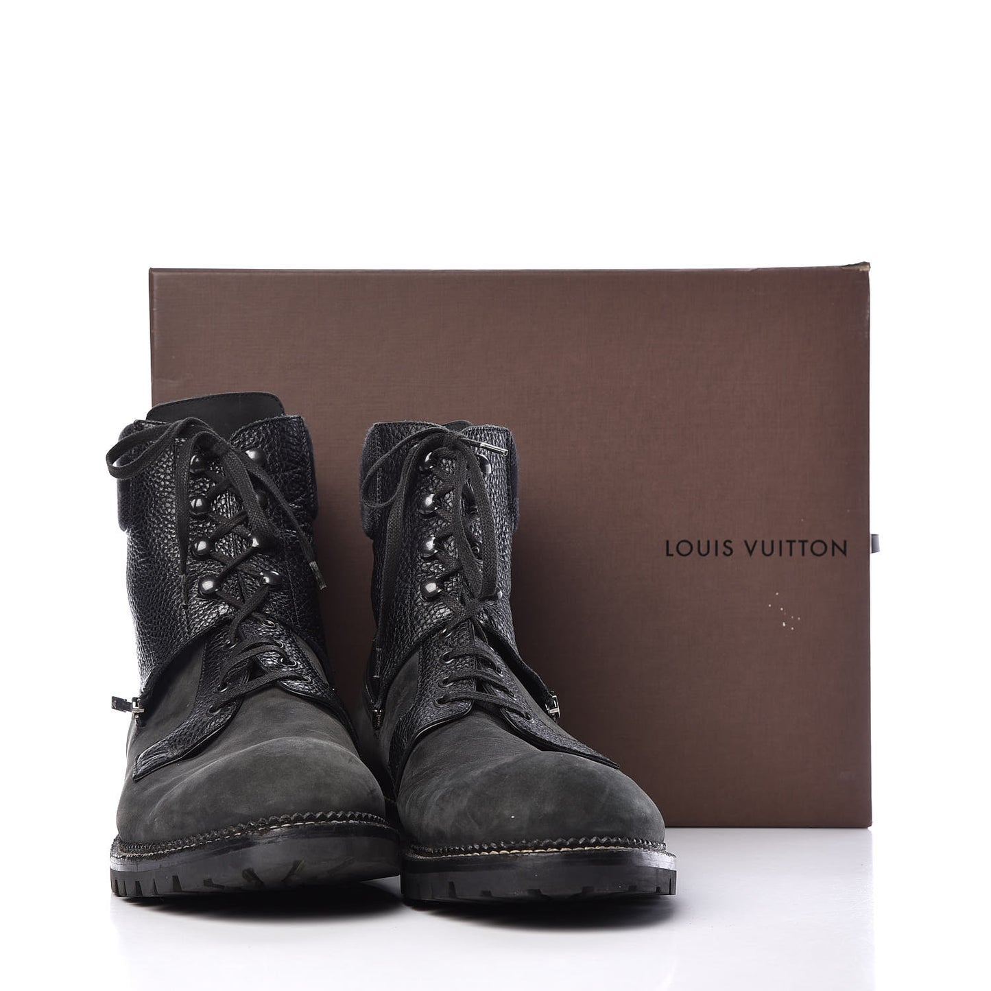 Damier Ebene Nubuck Mens Tibet Combat Ankle Boots 11 Black