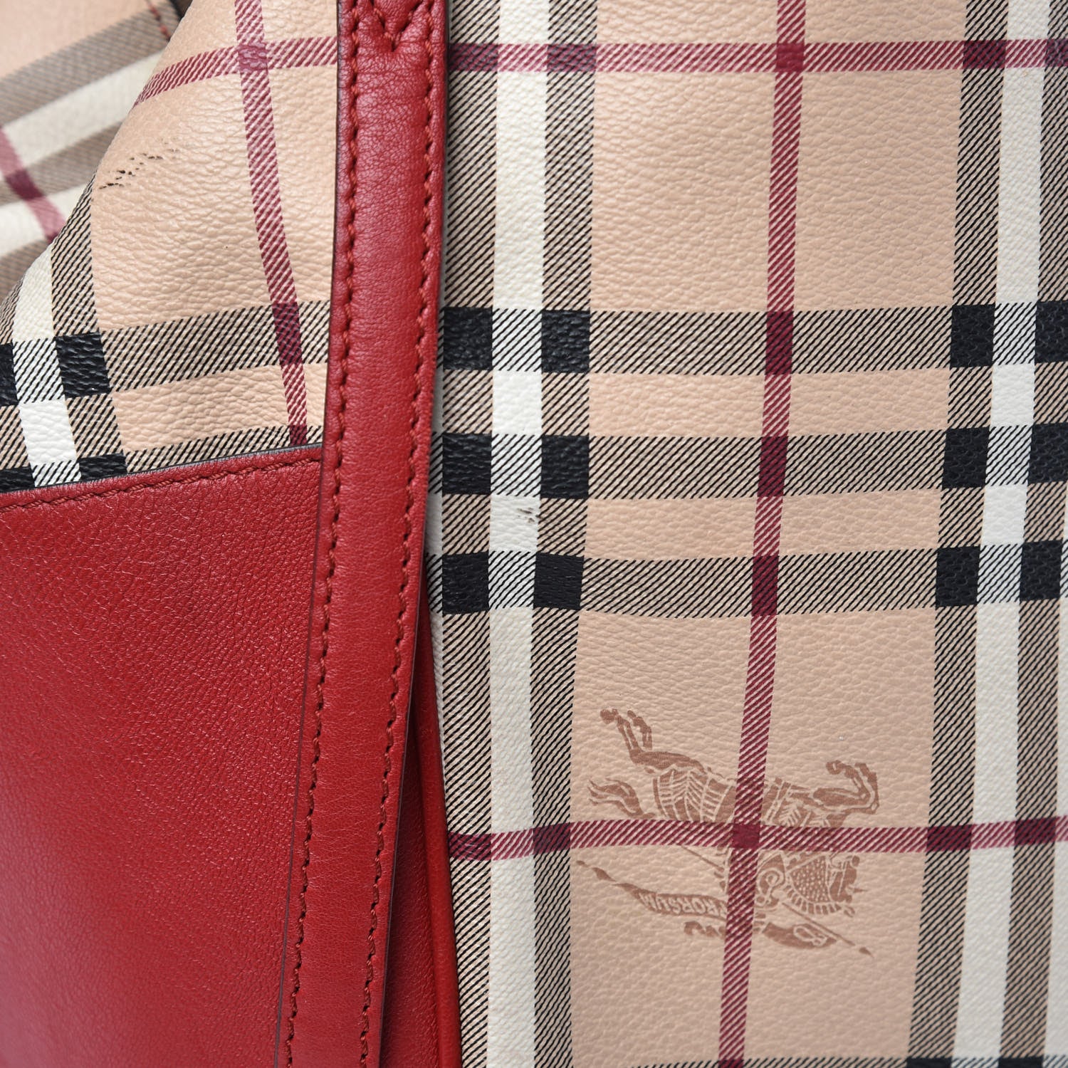 Burberry Haymarket Check Small Canterbury Tote Red 15 of 16