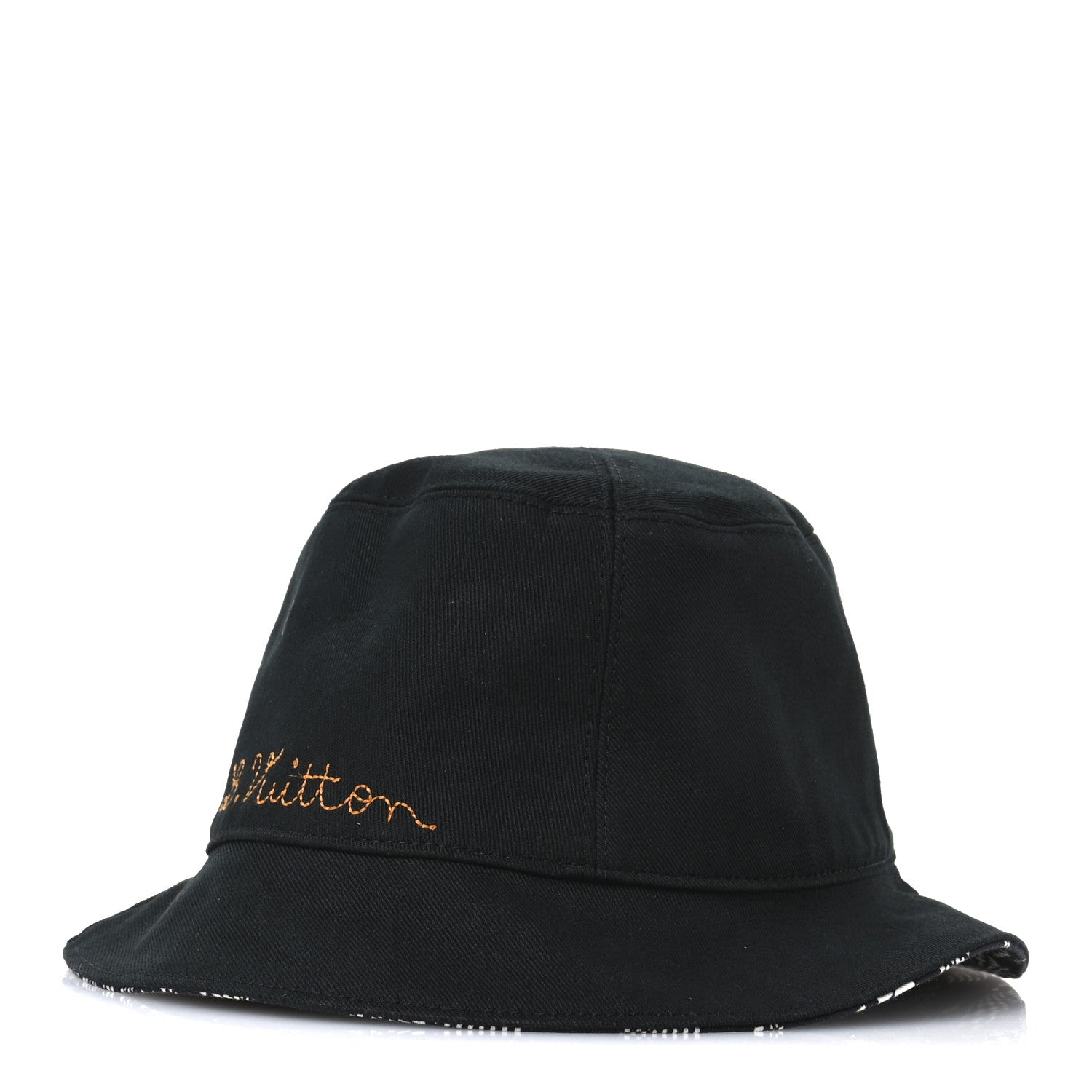 Louis Vuitton Cotton Damier Distorted Reversible Bucket Hat Black 4 of 15