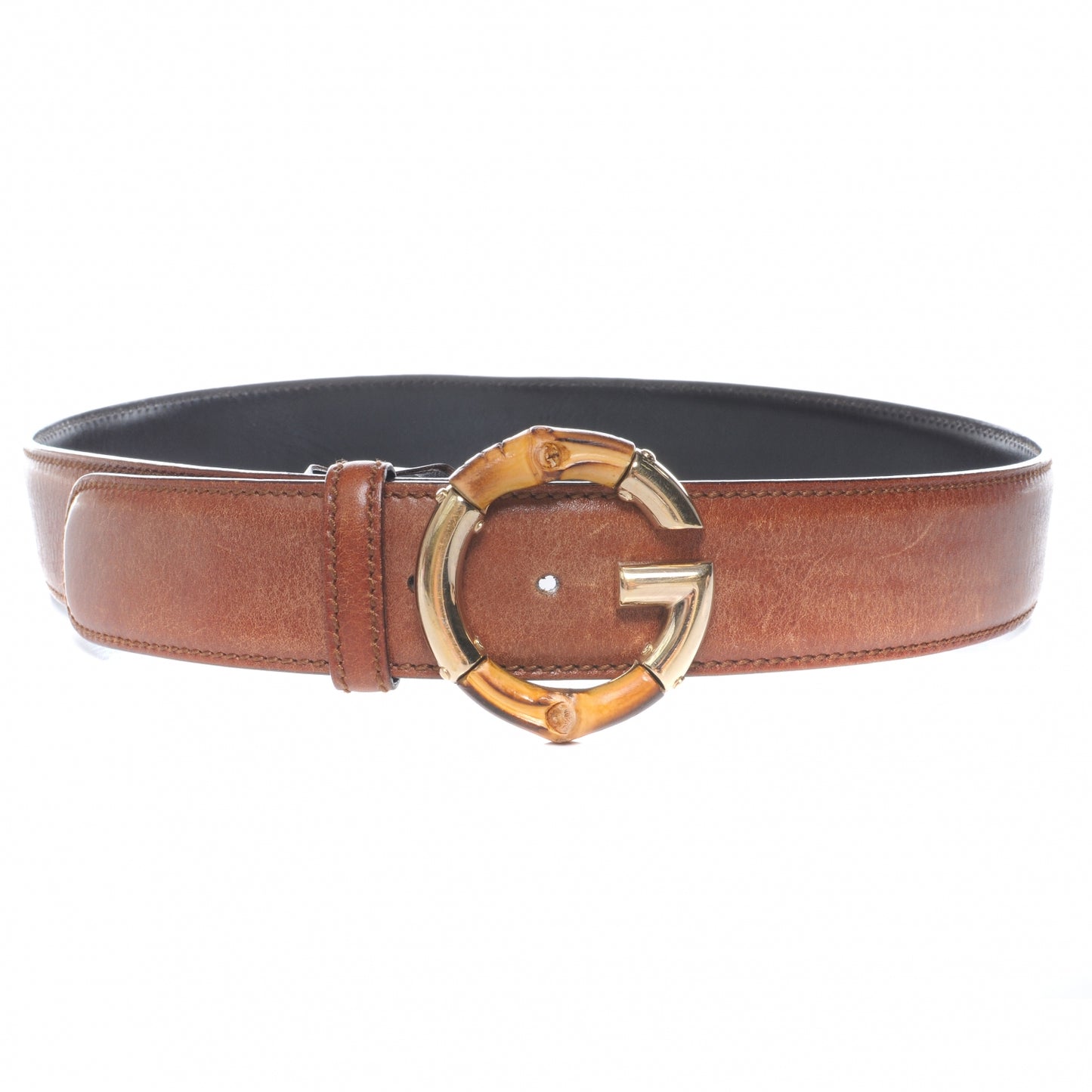 Leather Bamboo G Buckle Belt 85 34