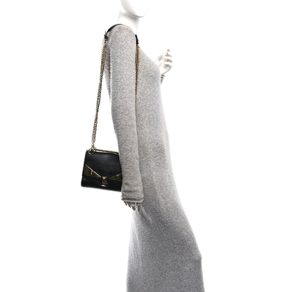 Fendi Vitello Liberty Metal Monster Eyes Small Kan I Shoulder Bag Black Gold 2 of 10