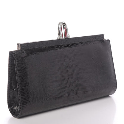Christian Louboutin Calfskin Lizard Embossed Clutch Black 3 of 9