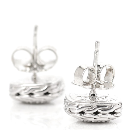 John Hardy Sterling Silver Diamond 12mm Curved Chain Stud Earrings 3 of 6