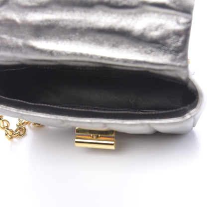 Tom Ford Metallic Soft Lambskin Quilted Small Natalia Chain Shoulder Bag Silver 5 of 11
