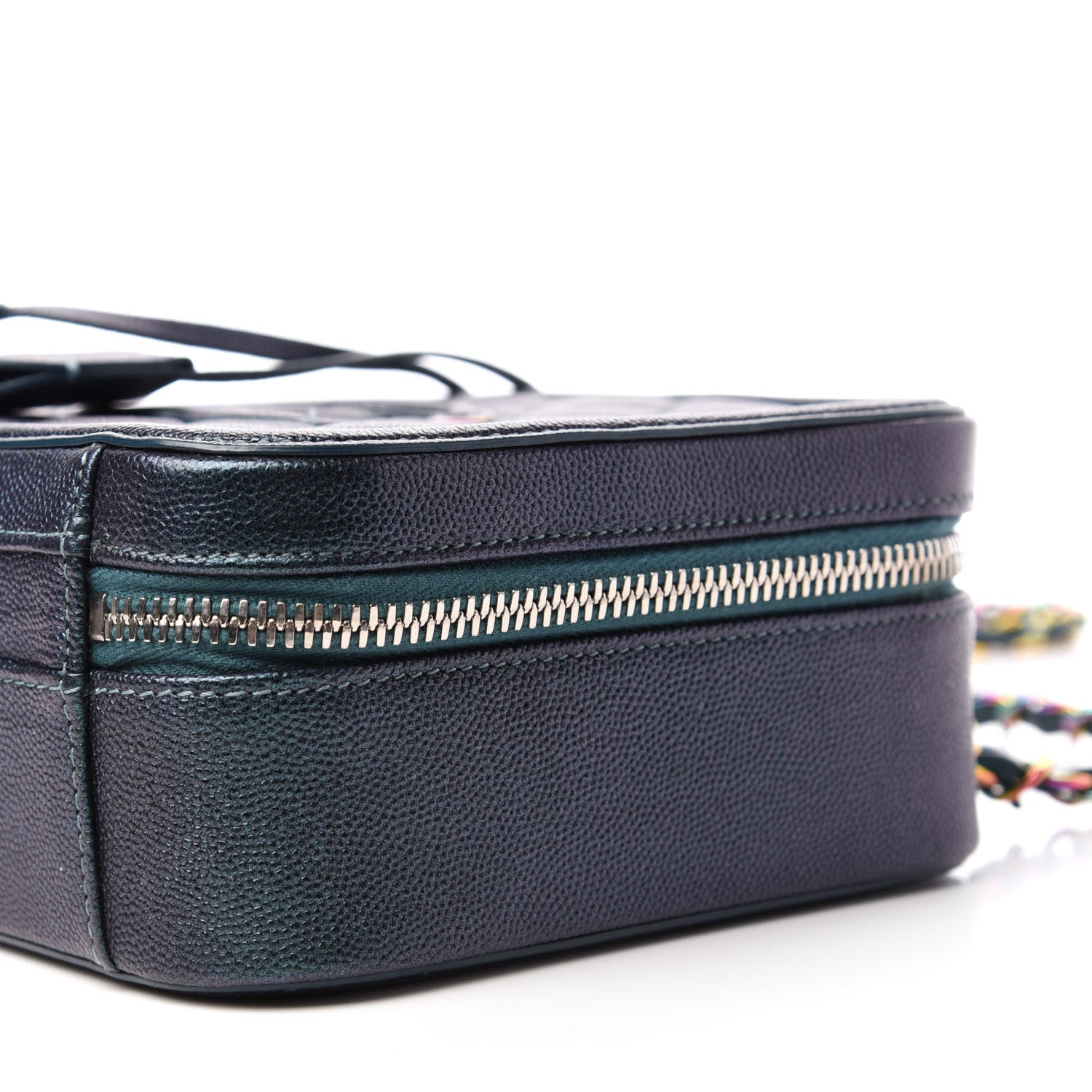 Chanel Iridescent Caviar Quilted Medium CC Filigree Vanity Case Dark Turquoise 7 of 12