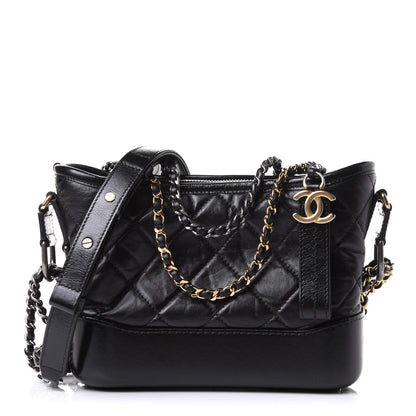 Chanel Aged Calfskin Quilted Small Gabrielle Hobo Black 1 of 11