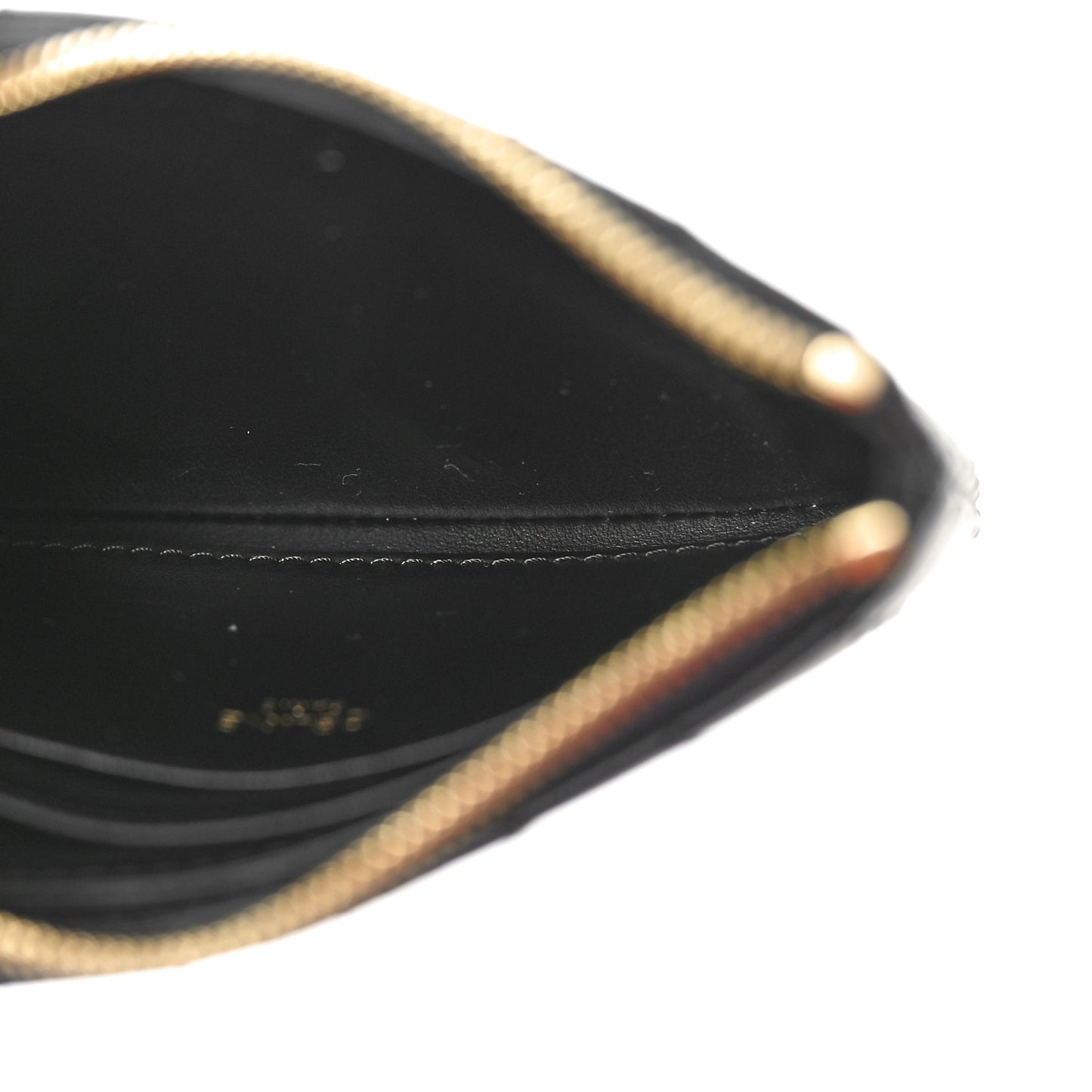 Calfskin Quilted C Charm Coin Card Pouch Black