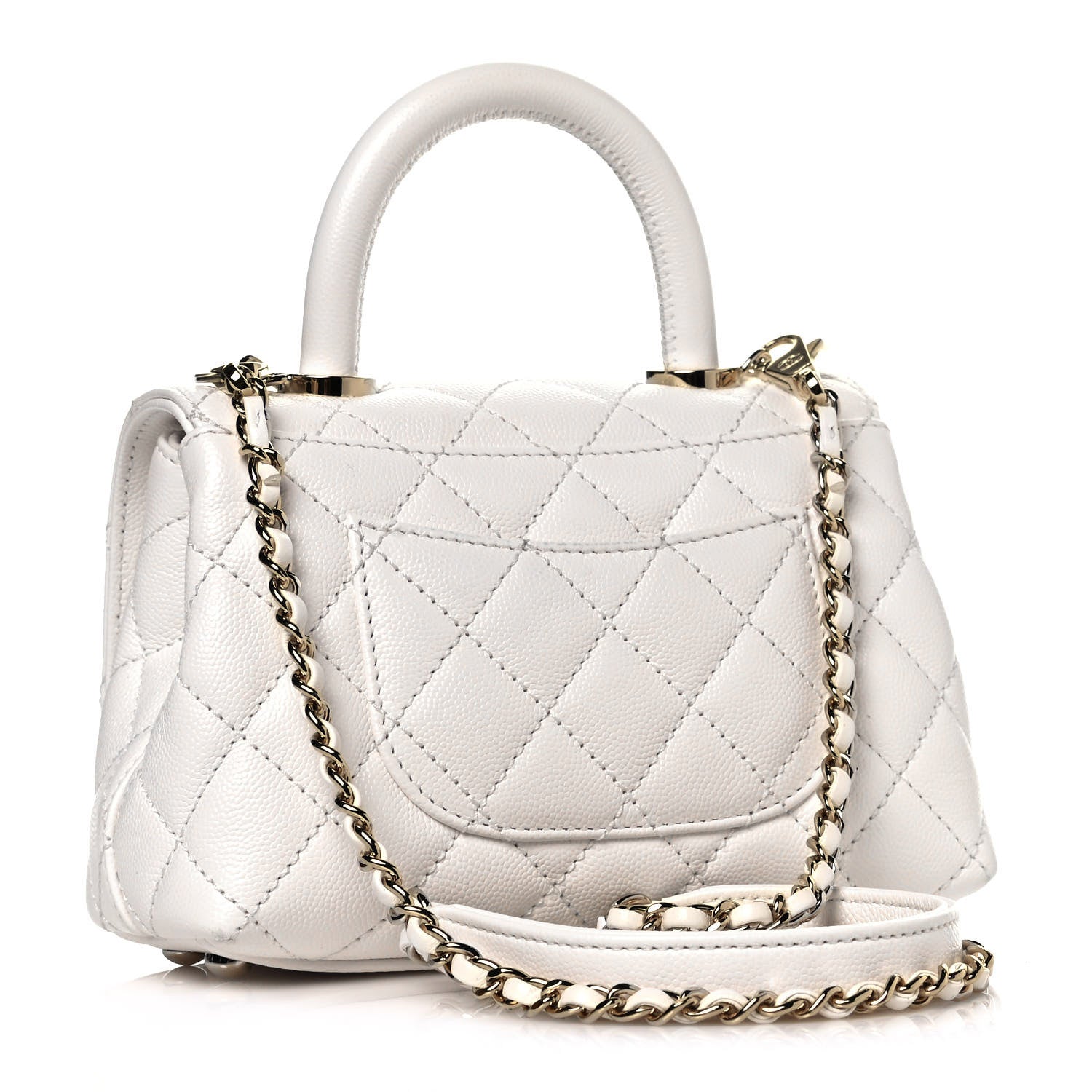 Chanel Caviar Quilted Extra Mini Coco Handle Flap White 3 of 13