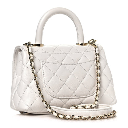 Chanel Caviar Quilted Extra Mini Coco Handle Flap White 3 of 13