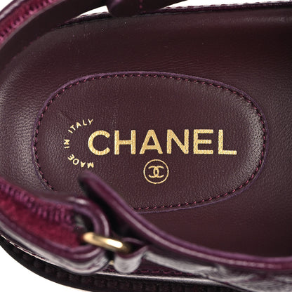 Chanel Grained Calfskin Velcro Dad Sandals 40.5 Burgundy 9 of 10
