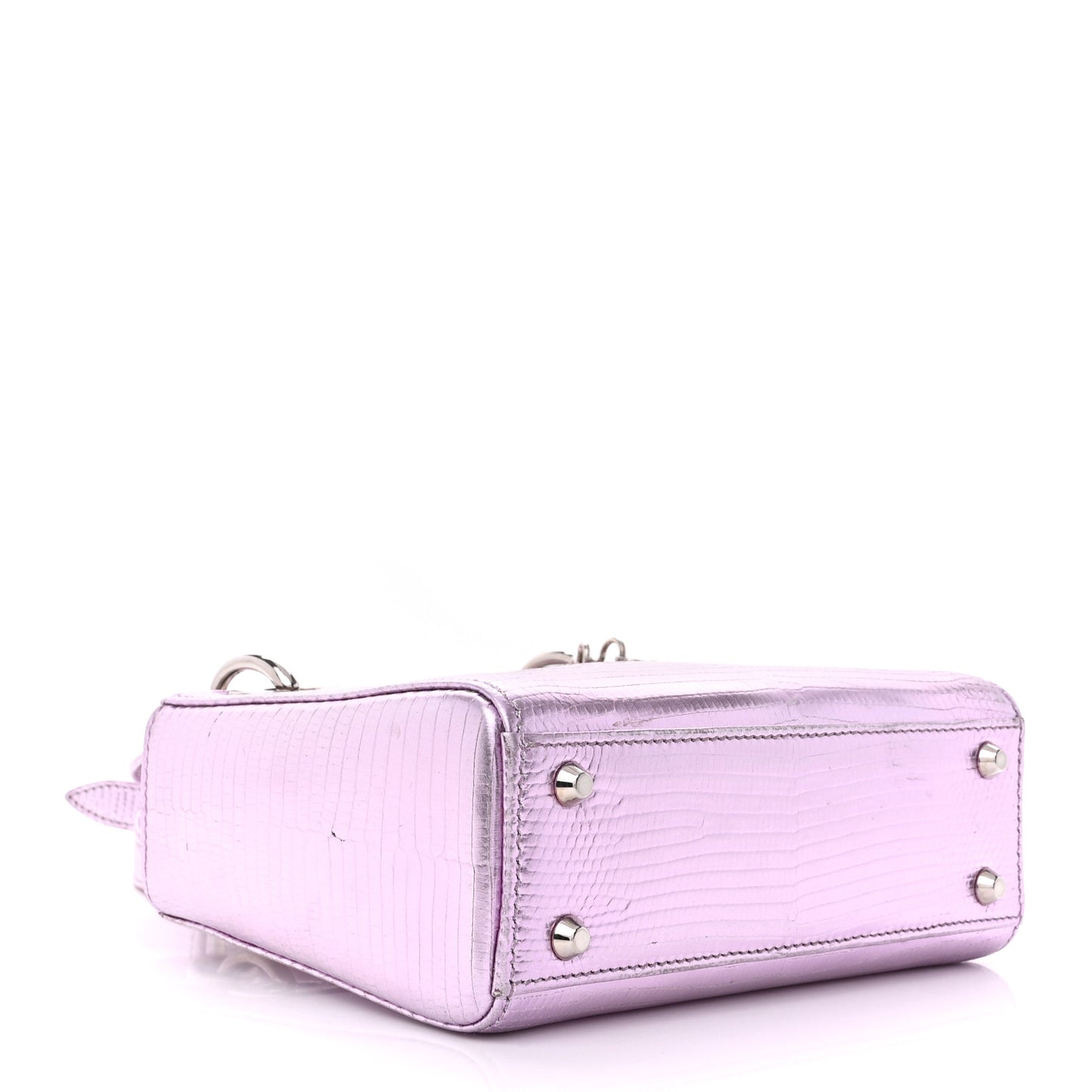 CHRISTIAN DIOR Metallic Lizard Mini Lady Dior Pink