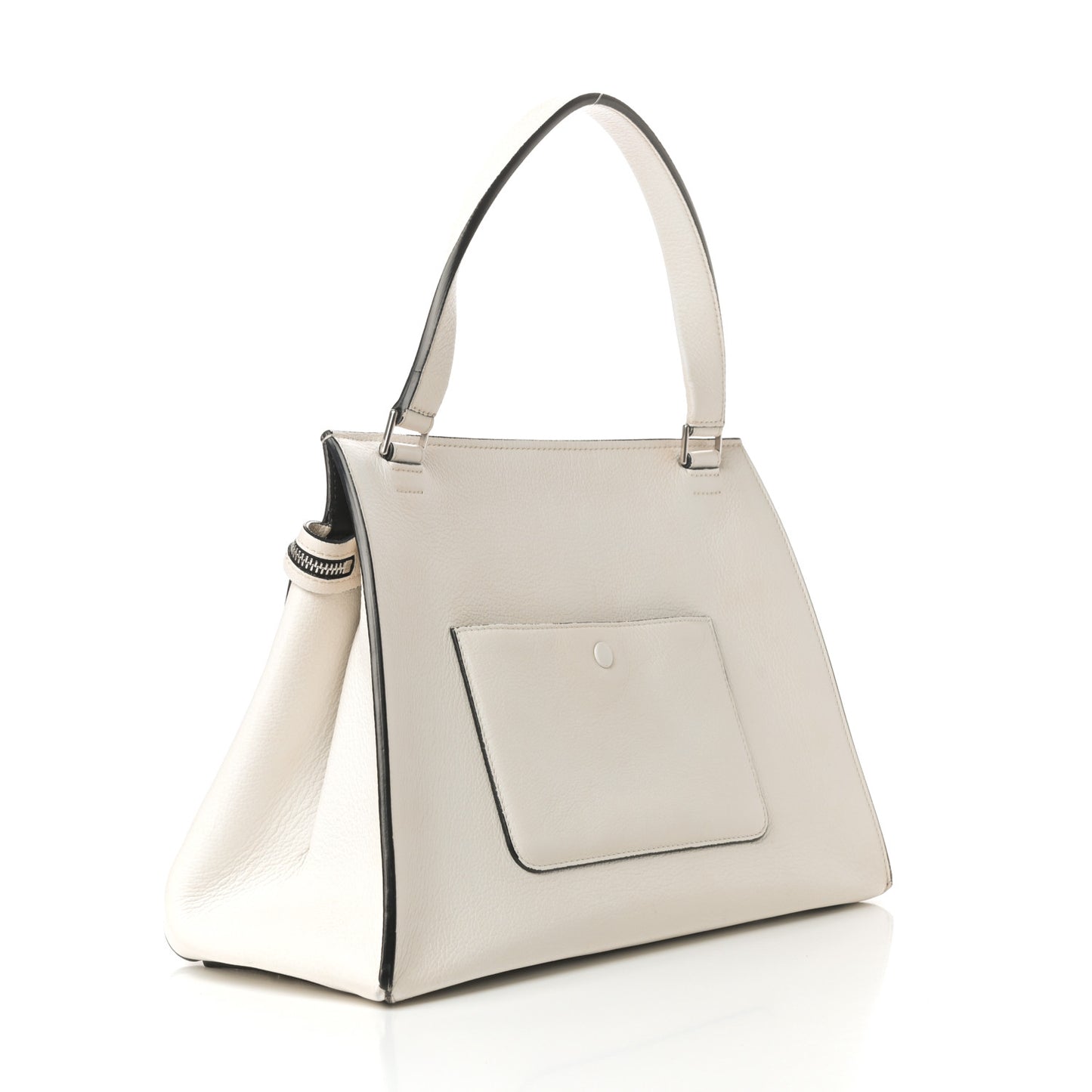 Grained Calfskin Medium Edge Shoulder Bag White