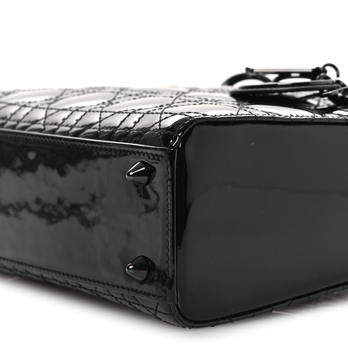 Ultraglossy Patent Cannage Small Lady Dior Black