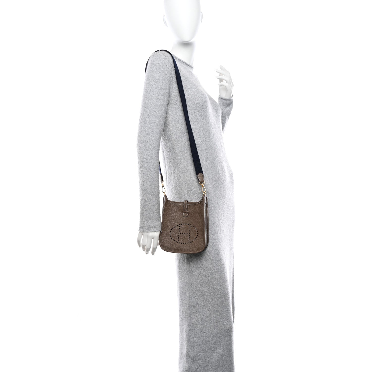 Hermes Taurillon Clemence Amazone Evelyne TPM Etoupe Bleu Indigo 2 of 11