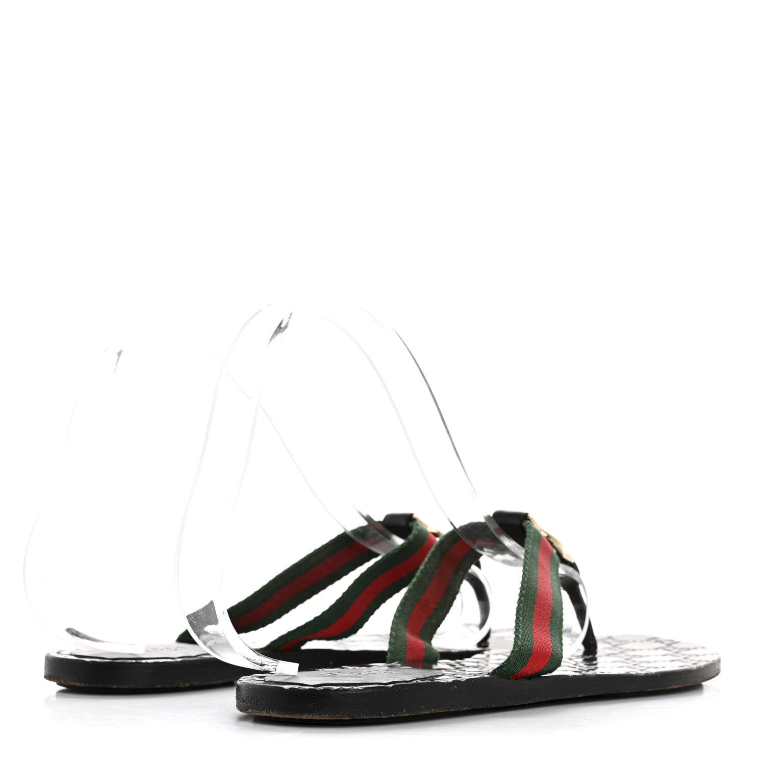 Gucci Nylon Guccissima Web Womens Thong Sandals 38.5 Green Red Black 5 of 11