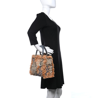 Christian Dior Tweed Crocodile Fringe Medium Lady Dior Multicolor 2 of 9