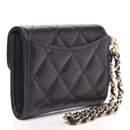 Chanel Caviar Quilted Flap Card Holder Chain Wristlet Black 3 of 8