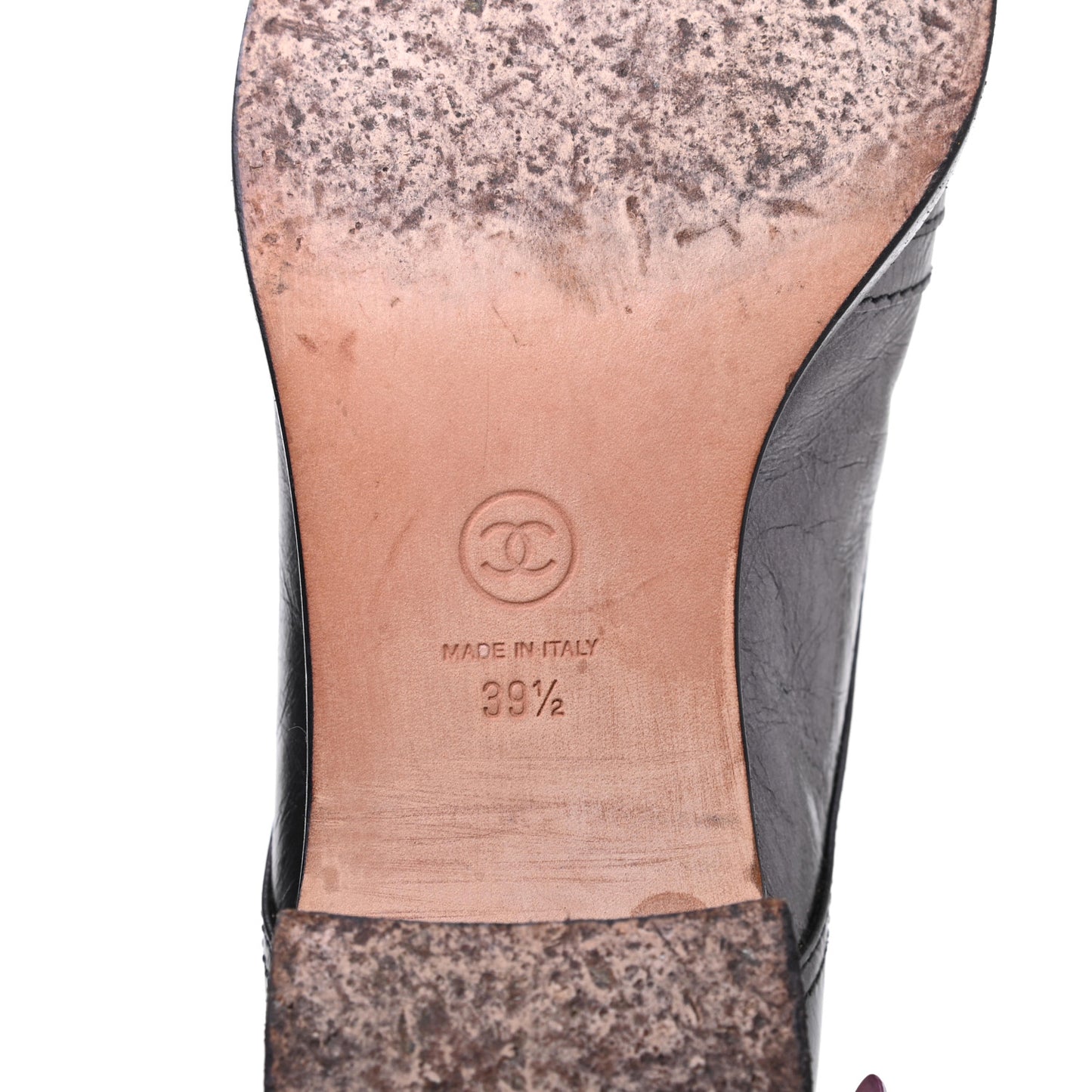 Metallic Calfskin CC Lace Up Boots 39.5 Silver Black