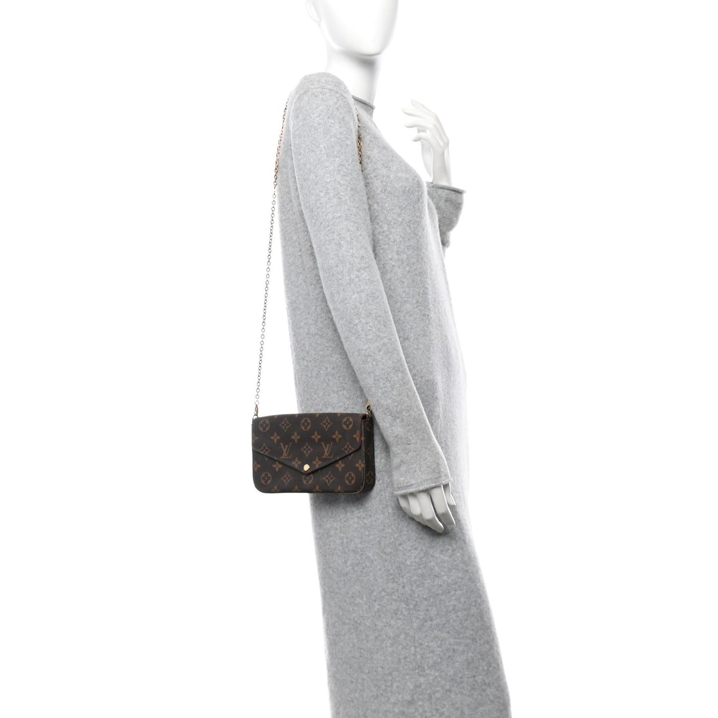 Monogram Pochette Felicie Chain Wallet Fuchsia