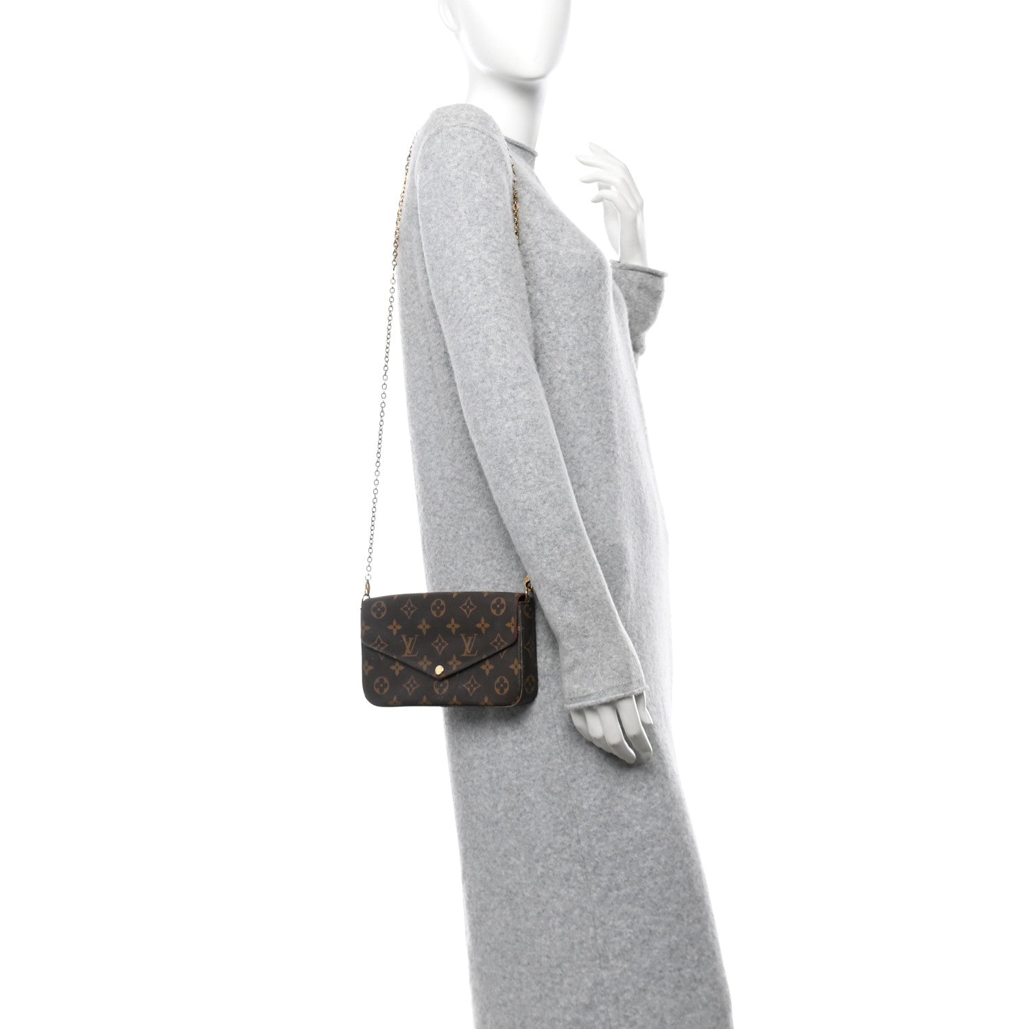 Louis Vuitton Monogram Pochette Felicie Chain Wallet Fuchsia 2 of 10