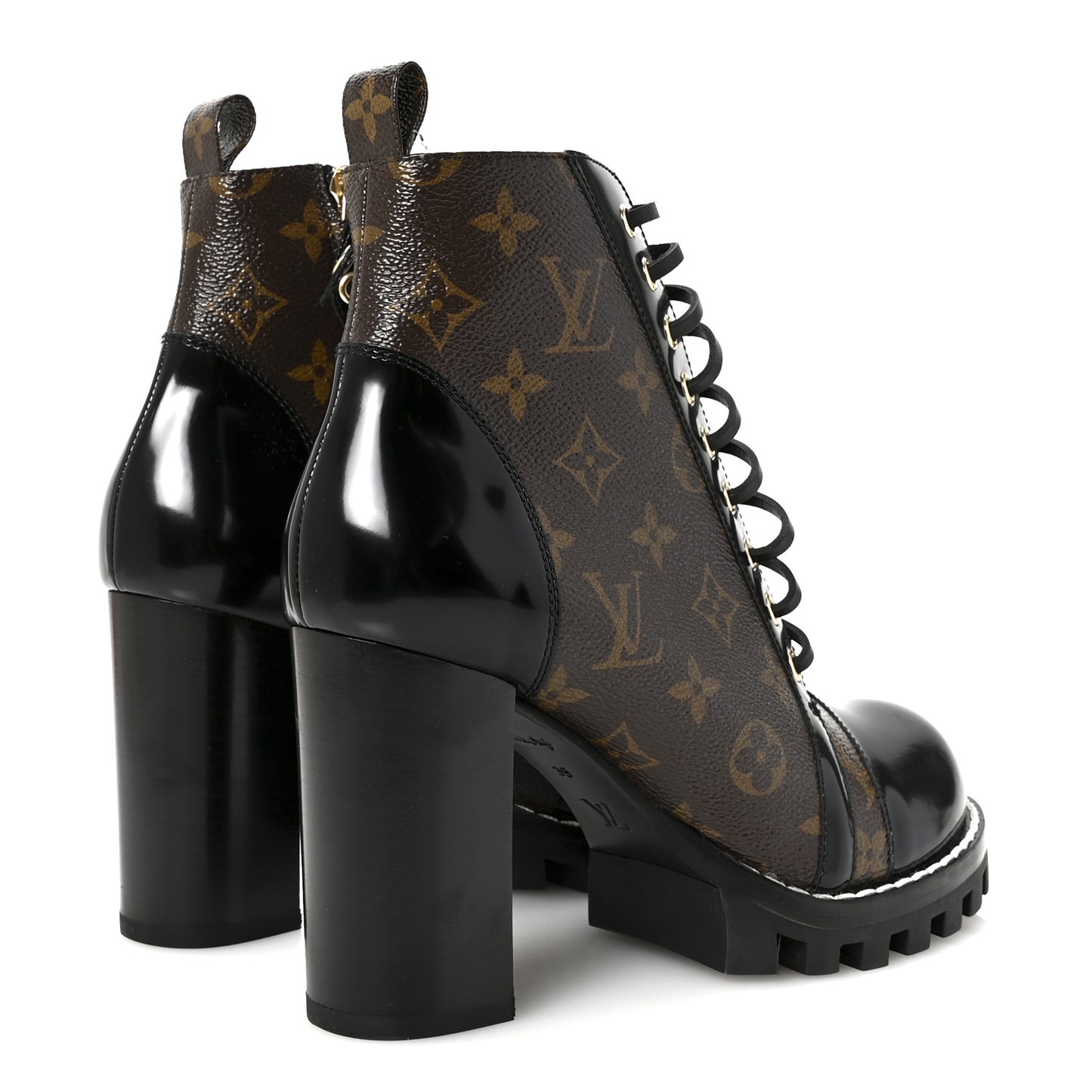 Patent Calfskin Monogram Star Trail Ankle Boots 39 Black