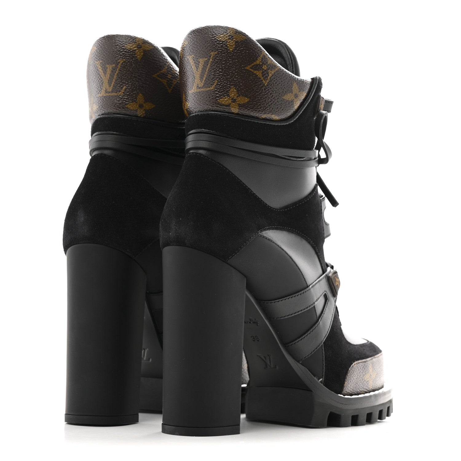 Louis Vuitton Suede Calfskin Monogram Star Trail Ankle Boots 38 Black 5 of 10