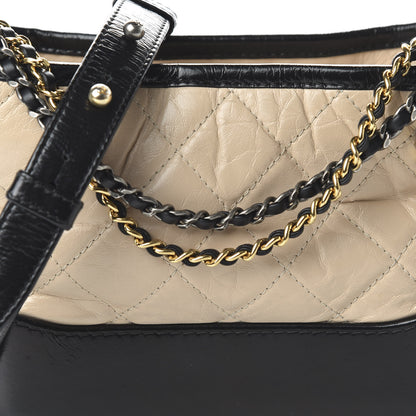 Chanel Aged Calfskin Quilted Small Gabrielle Hobo Beige Black 10 of 10